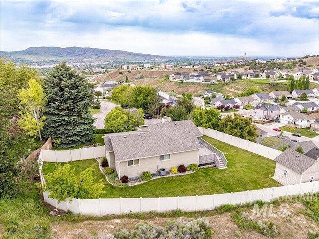 bird's eye view with a mountain view