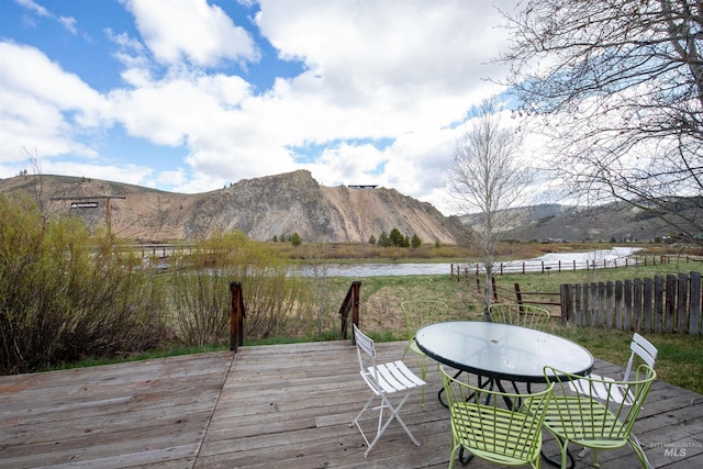 130 Valley Creek Rd, Stanley, ID 83278 - deck with a water and mountain view