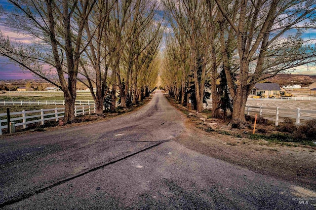 view of road featuring a rural view