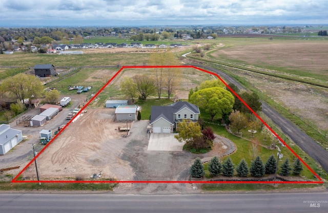 aerial view with a rural view