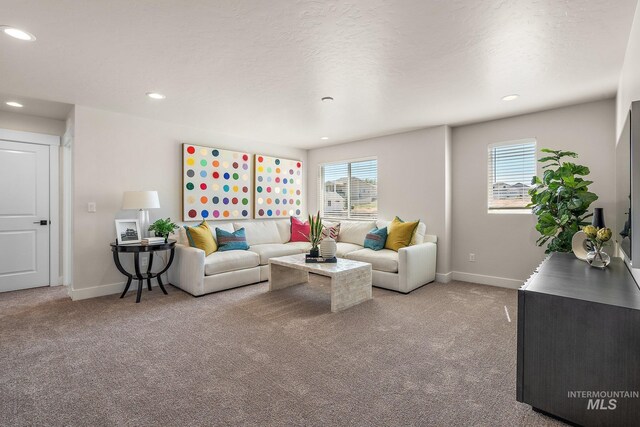 1210 Stirling Meadows Ct, Middleton, ID 83644 - living area featuring light carpet, recessed lighting, and baseboards