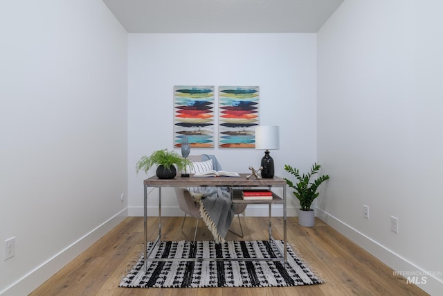 home office featuring wood-type flooring