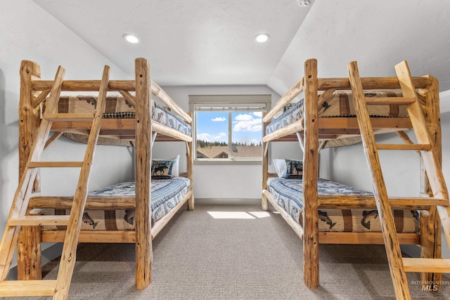 1089 Graham Dr, Mccall, ID 83638 - bedroom featuring carpet flooring, lofted ceiling, and recessed lighting