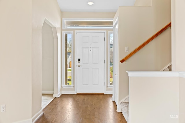 foyer entrance featuring hardwood / wood-style floors