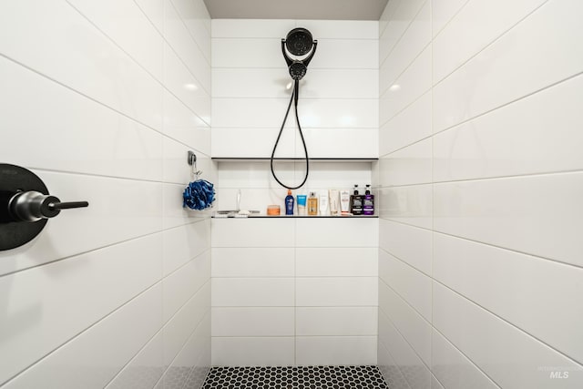 interior details featuring tiled shower