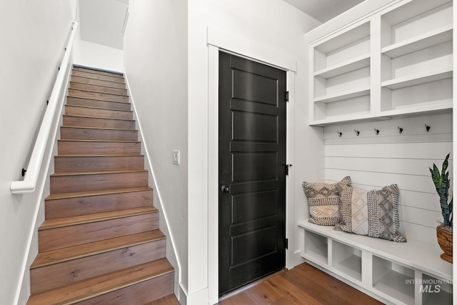 mudroom featuring hardwood / wood-style floors