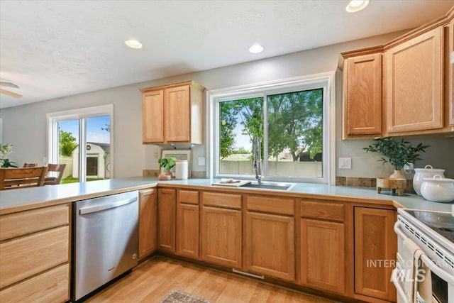 2513 S Vineyard St, Nampa, ID 83686 - kitchen with dishwasher, a sink, healthy amount of natural light, light countertops, and recessed lighting