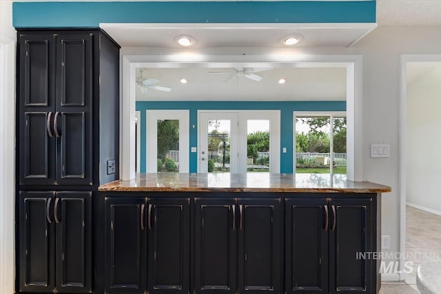 7301 W Diamond St, Boise, ID 83709 - bar featuring a ceiling fan, recessed lighting, and light tile patterned floors