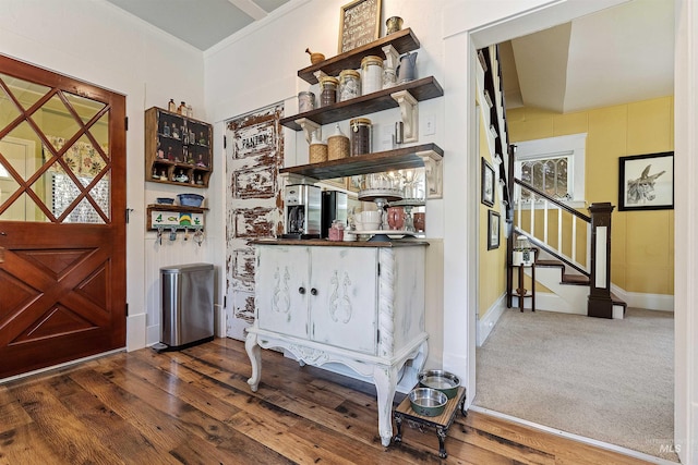 foyer entrance with dark wood-type flooring