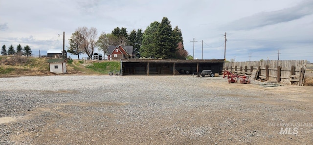 exterior space with an outbuilding