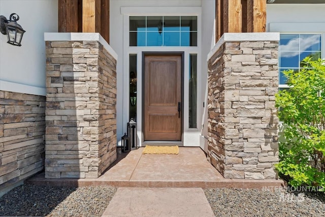 1552 W Windbreaker Ln, Eagle, ID 83616 - property entrance with stone siding