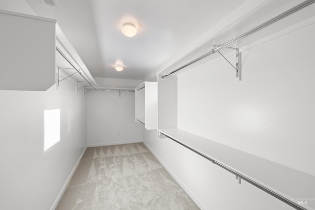 walk in closet with carpet flooring