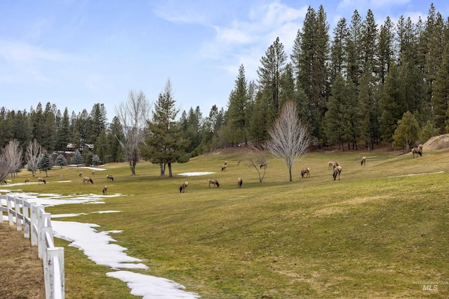 view of property's community with a lawn