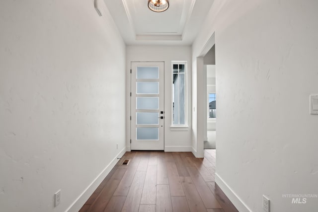 doorway featuring hardwood / wood-style floors