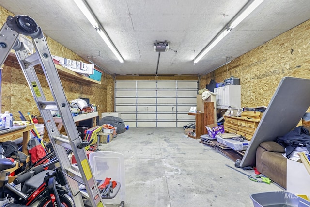 garage with a garage door opener