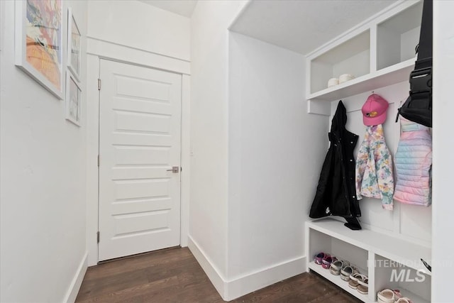 3023 E Tusa St, Meridian, ID 83642 - mudroom with baseboards and dark wood-style flooring