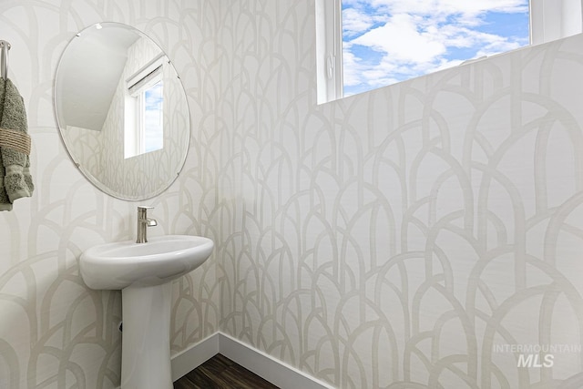 8002 W Fern St, Eagle, ID 83616 - bathroom featuring wallpapered walls and baseboards