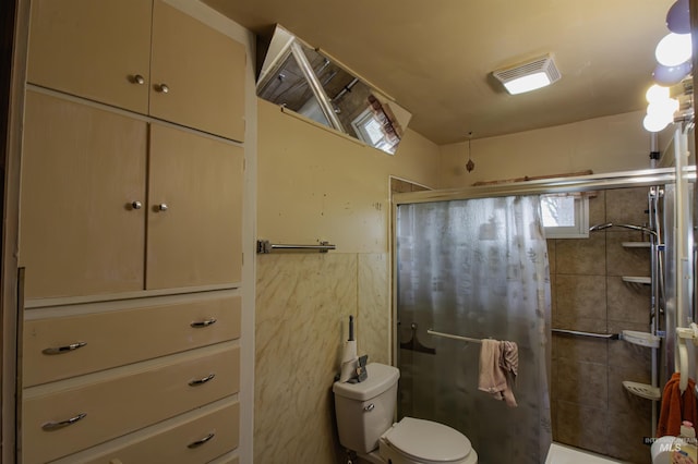 8970 Hurd Ln With 7, Acres, Payette, ID 83661 - bathroom with a stall shower, toilet, plenty of natural light, and tile walls