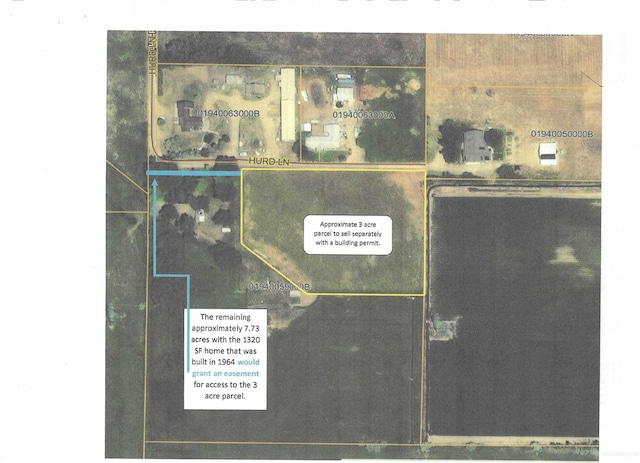 8970 Hurd Ln With 7, Acres, Payette, ID 83661 - aerial view of property's location with property parcel outlined