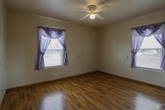 8970 Hurd Ln With 7, Acres, Payette, ID 83661 - empty room featuring hardwood / wood-style floors, ceiling fan, and baseboards