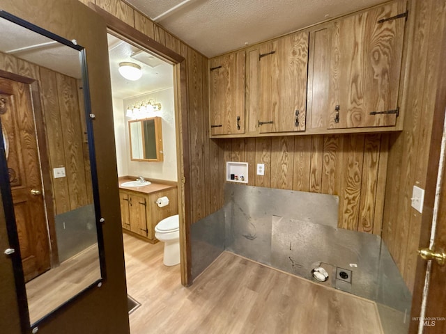 2934 SW Smith Rd, Mountain Home, ID 83647 - interior space featuring sink, cabinets, hookup for a washing machine, hookup for an electric dryer, and light wood-type flooring