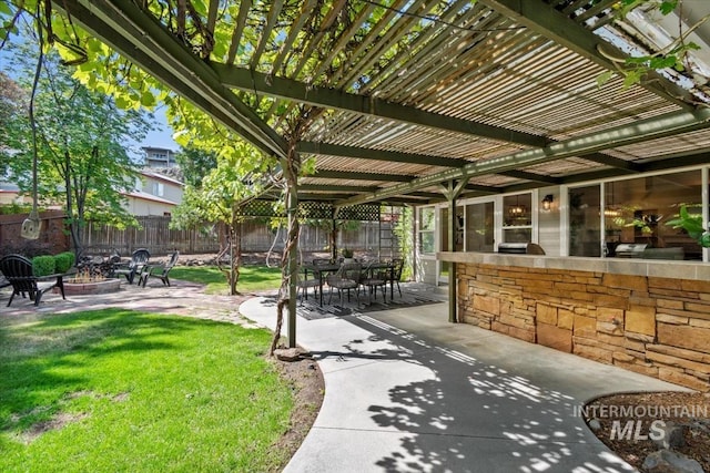 6472 S Liveoak Pl, Boise, ID 83716 - view of community featuring a fire pit, a patio, and a pergola