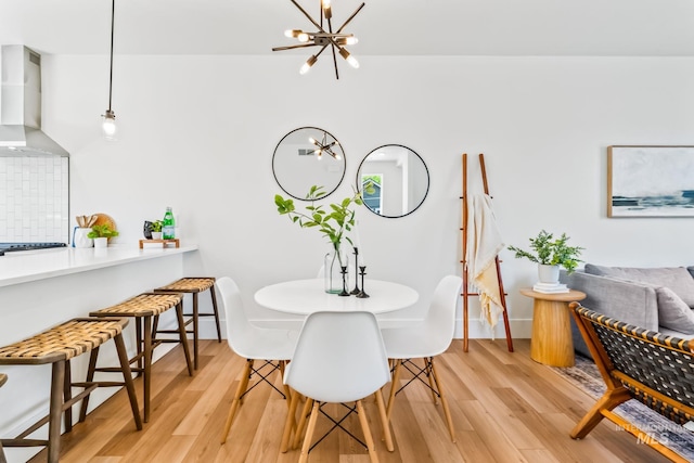 2919 W Jordan Unit 2, Boise, ID 83702 - dining area featuring a chandelier, light wood-style floors, and baseboards