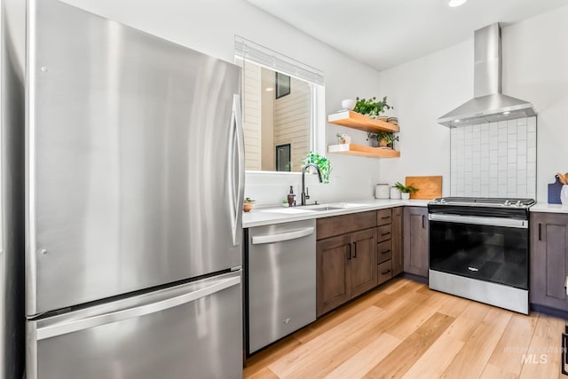 2919 W Jordan Unit 2, Boise, ID 83702 - kitchen featuring stainless steel appliances, wall chimney range hood, a sink, light countertops, and recessed lighting