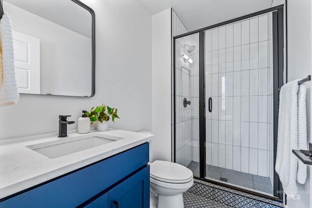 2919 W Jordan Unit 2, Boise, ID 83702 - bathroom with vanity, toilet, and a stall shower