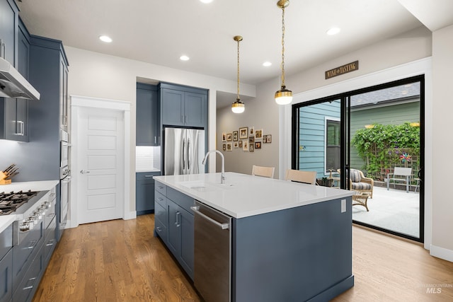 11684 N 23rd Ave, Boise, ID 83714 - kitchen featuring appliances with stainless steel finishes, a sink, light wood-type flooring, light countertops, and recessed lighting
