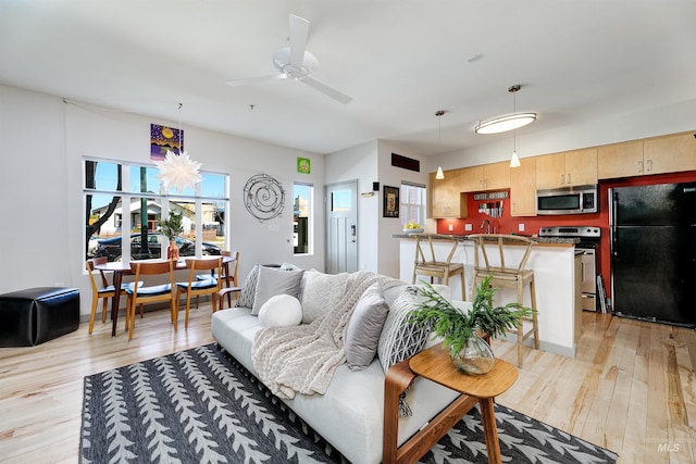 502 S 15th St # 104, Boise, ID 83702 - living area featuring light wood-type flooring and ceiling fan