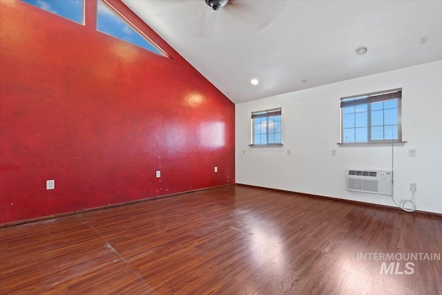 11716 S Emerald Rd, Nampa, ID 83686 - empty room featuring a wall mounted air conditioner, wood finished floors, a ceiling fan, baseboards, and recessed lighting