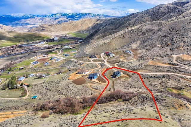 44 Shoemaker Dr, Horseshoe Bend, ID 83629 - view of rural area with a mountainous background and property boundaries highlighted