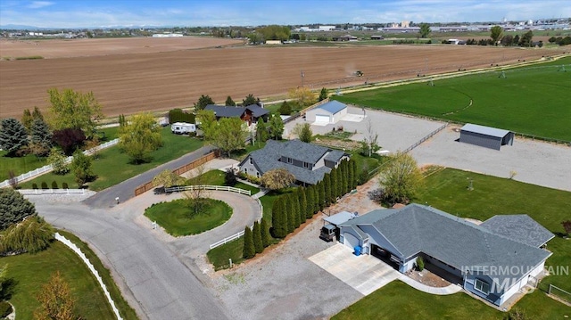 aerial view with a rural view