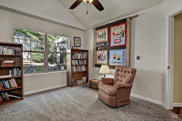 2814 N Cloverdale, Boise, ID 83713 - sitting room with ceiling fan, lofted ceiling, and carpet