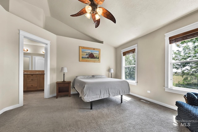 3031 N Christian Way, Meridian, ID 83646 - bedroom with carpet, lofted ceiling, and ceiling fan