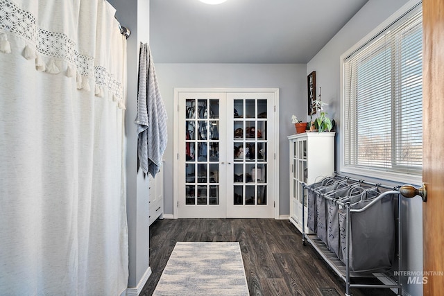 interior space featuring hardwood / wood-style flooring and french doors