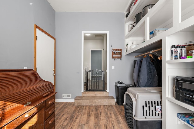 mudroom featuring wood-type flooring