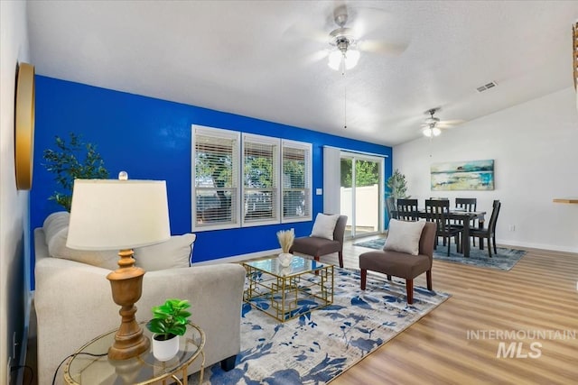 2888 W Wilder St, Meridian, ID 83642 - living room with ceiling fan and wood finished floors