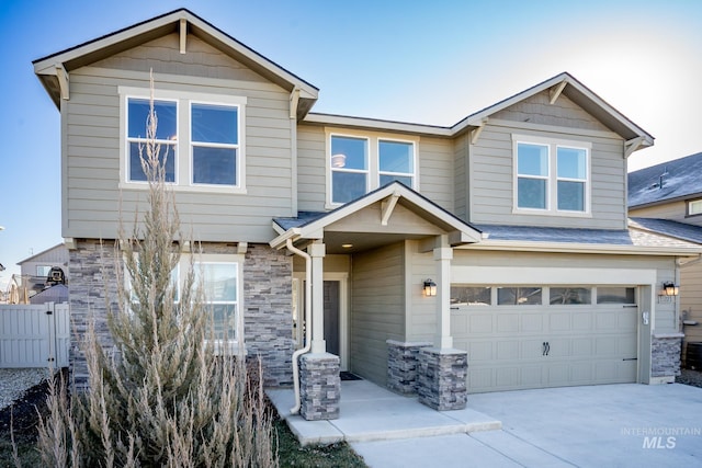 craftsman inspired home featuring a garage