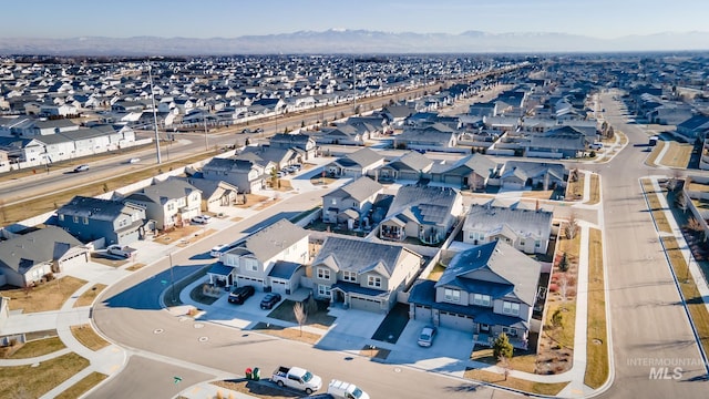 drone / aerial view with a mountain view