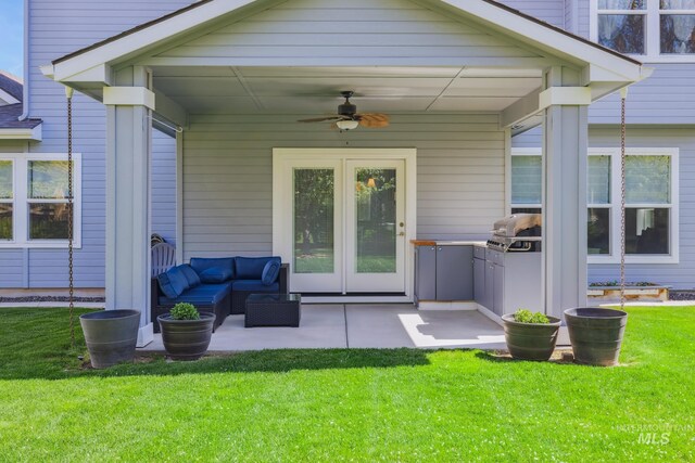 12371 S Abbott Downing Way, Nampa, ID 83686 - view of patio with outdoor lounge area and a ceiling fan