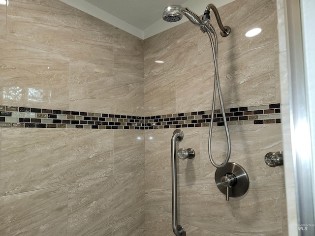 interior details with tiled shower