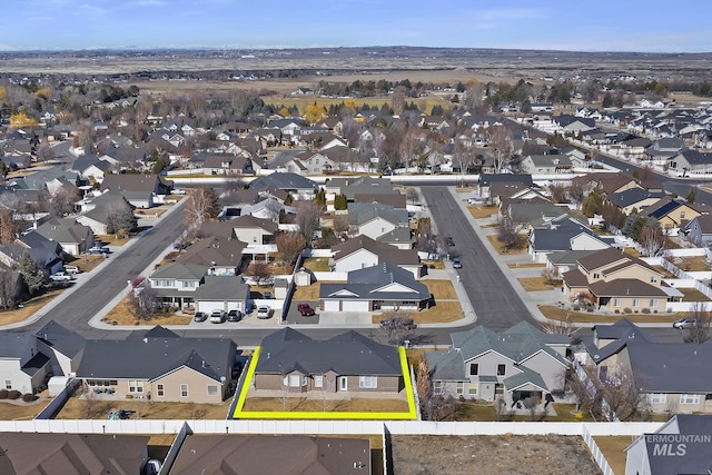 bird's eye view with a residential view