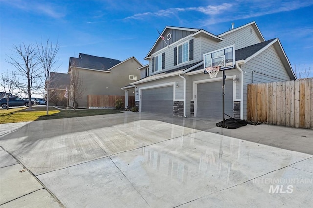 exterior space with a garage