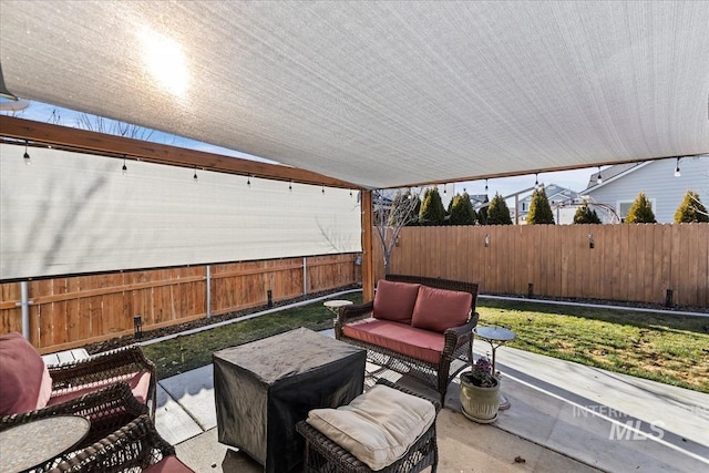 view of patio / terrace featuring an outdoor living space