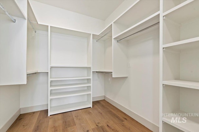 spacious closet with wood finished floors