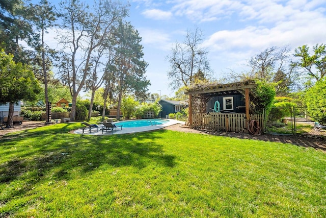 view of yard with a patio and an outdoor pool