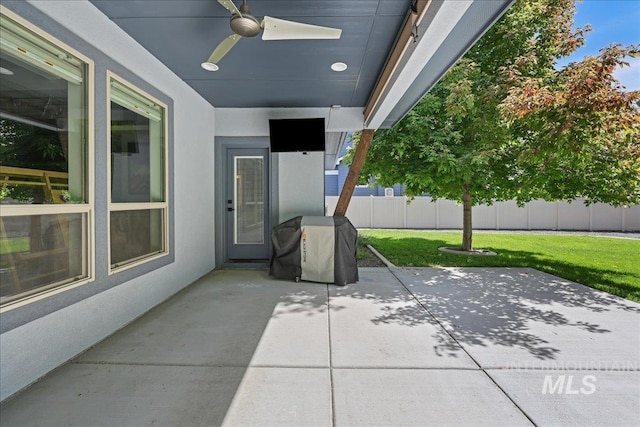 1753 S Kimball Way, Boise, ID 83709 - view of patio / terrace with a ceiling fan and grilling area