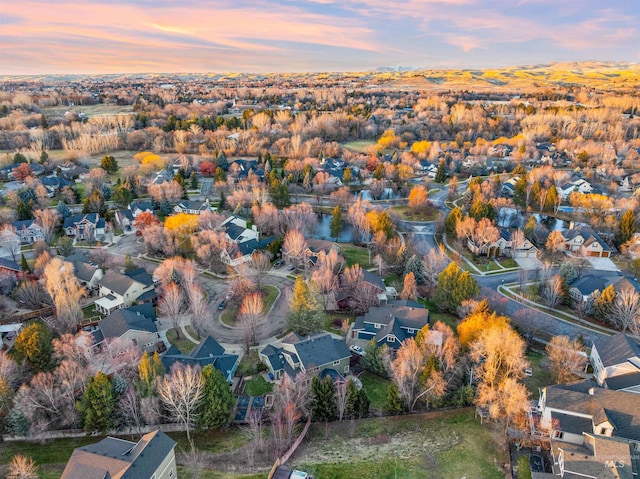 view of aerial view at dusk